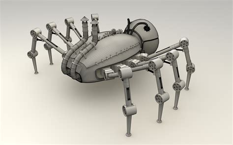 3dsmax steampunk spider robot