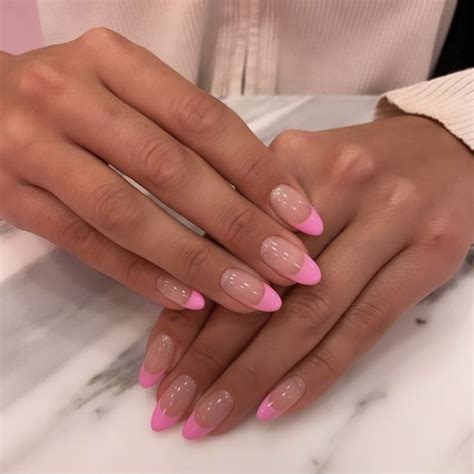 Pink And White French Nails Different Color Tips