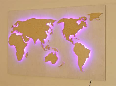 Metal World Map RGB Led Illuminated, Led Wall Art,Metal World Map ...