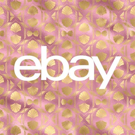 the word ebay on a pink and gold background