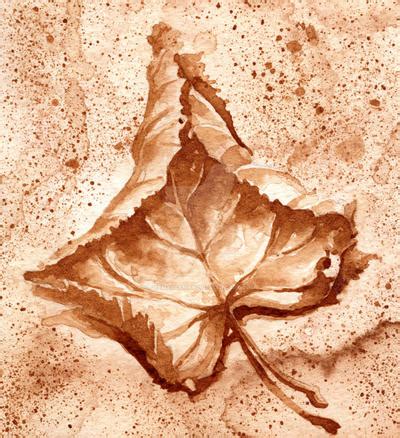 Autumn Leaf - Coffee painting by GeeMassamArt on DeviantArt