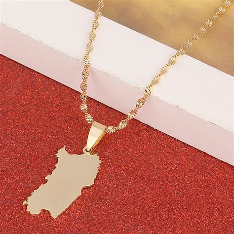Stainless Steel Italy Sardinia Map Necklace Gold Color Trendy Sardegna Sardaigne Jewelry Gifts ...