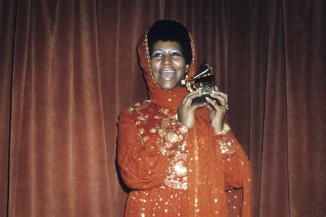 The singer poses with her Grammy Award for best female R&B vocal performance at the 1972 awards ...