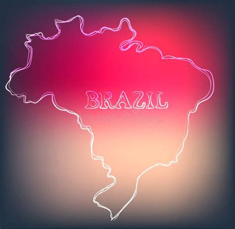 Beautiful Hand Drawn Outline Map of Brazil, Vector Illustration Stock Vector - Illustration of ...