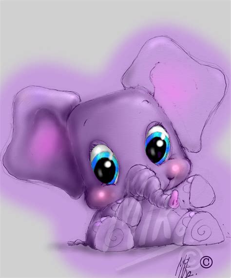 Purple Cartoon Elephant | Gallery SEVEN — a sampler of styles | Baby elephant tattoo, Cartoon ...