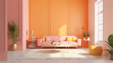 Premium AI Image | Yellow living room interior with free space Generative Ai