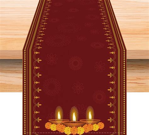 Linen Diwali Table Runner 72 Inches Long Diwali Table Cloth Diwali Table Decorations Diwali ...