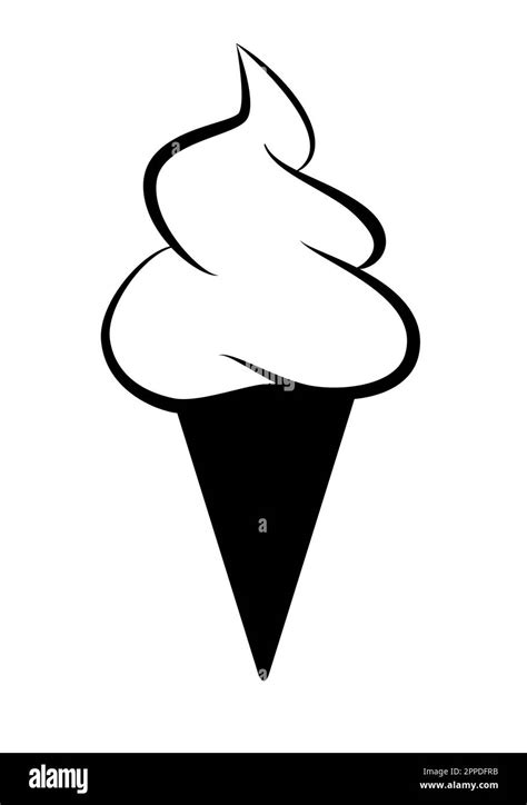 ice cream - black and white symbol of soft serve ice cream in a cone ...