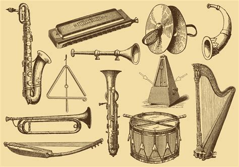 Old Style Drawing Musical Instruments 105973 Vector Art at Vecteezy