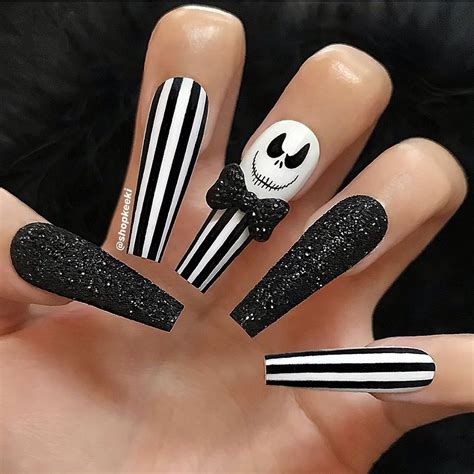 130+ Elegant Rhinestones Coffin Nails Designs Is it spooky season yet?🎃 Nightmare before ...