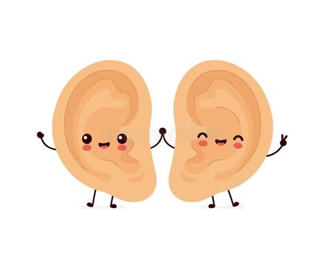 Cute Smiling Happy Human Ear Couple Stock Vector - Illustration of ears, cartoon: 165560614 ...