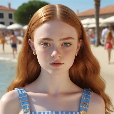 Hyperrealistic 3D Sadie Sink in 90s italian Milano M...