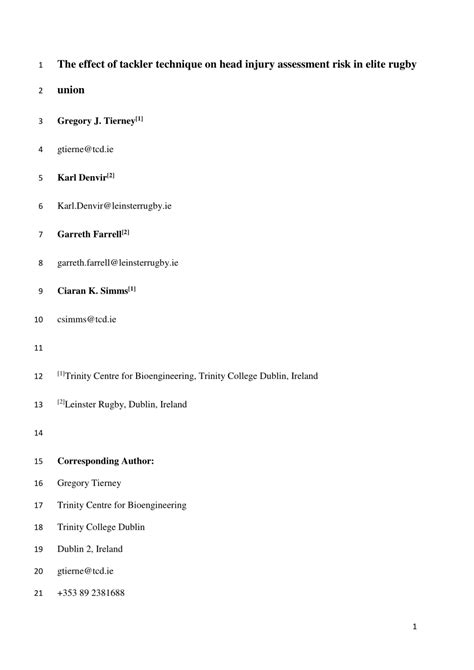 (PDF) The Effect of Tackler Technique on Head Injury Assessment Risk in ...