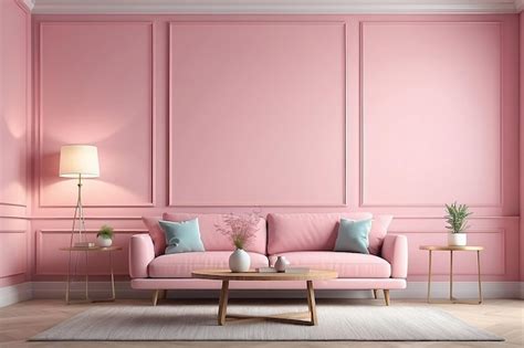 Premium Photo | 3D pink sofa interior on pastel background abstract ...