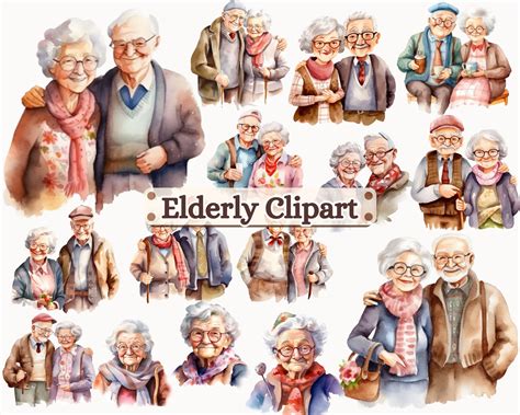 Elderly Clipart Bundle Grandparents Seniors Clip Art Happy - Etsy UK