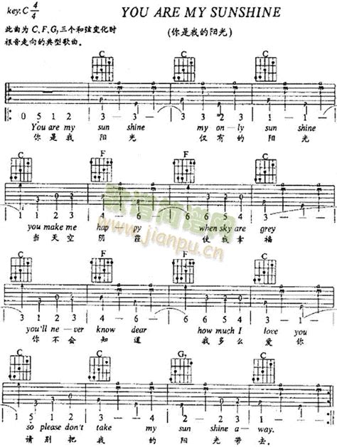 You Are My Sunshine(你是我的阳光) 歌谱简谱网