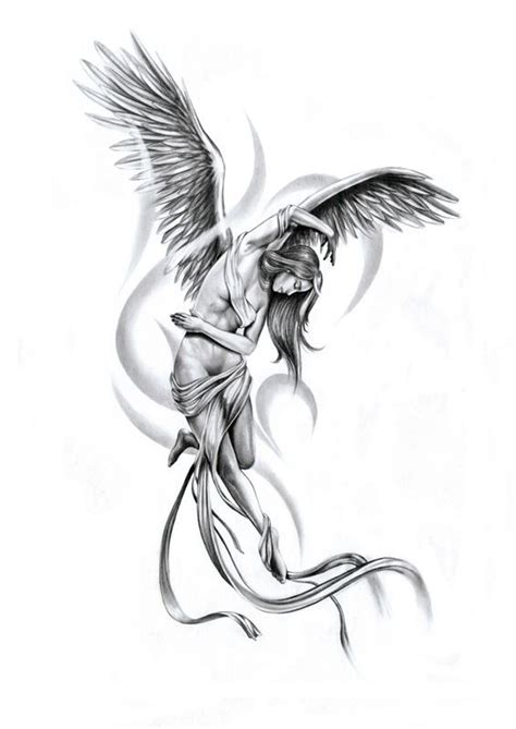 Elegant angel girl dancing in curled space tattoo design - Tattooimages.biz