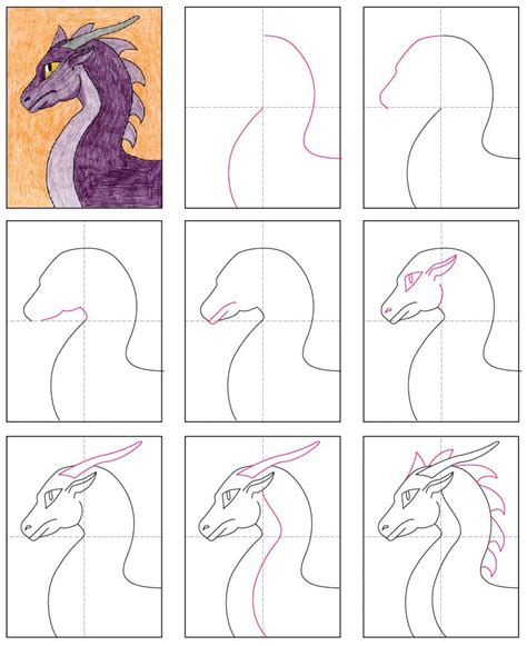 Easy How to Draw a Dragon Head Tutorial and Dragon Head Coloring Page | Easy dragon drawings ...