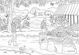 Country Market Printable Adult Coloring Page From Favoreads  Etsy sketch template