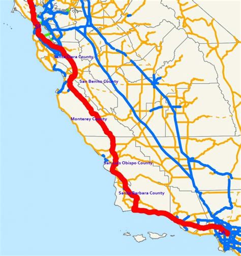Traveling Highway 101 - A Road Trip Through Central California - California Scenic Highway Map ...