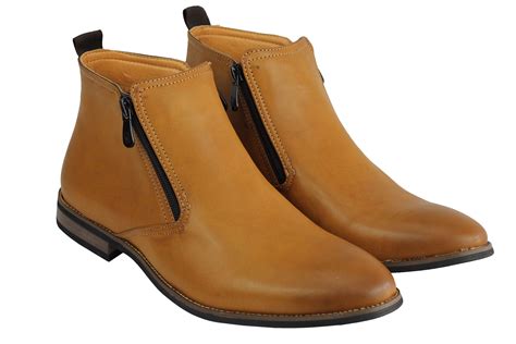 Mens Chelsea Boots Retro Classic Low Ankle 2 Zip Smart Casual Shoes UK Sizes | eBay