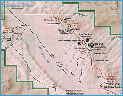 Arches National Park Hiking Map - TravelsFinders.Com