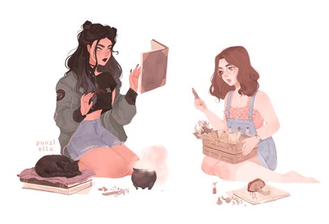 punziella:I was commissioned to draw cute modern day witches ...