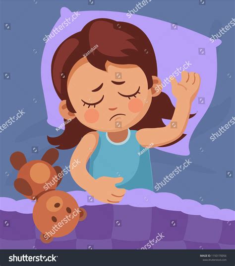 Little Girl Tossing Turning Sleep Child Stock Vector (Royalty Free) 1150170056 | Shutterstock