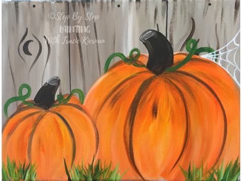 How To Paint Pumpkins On Canvas - Step By Step Painting | Fall canvas ...