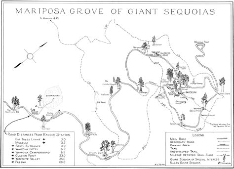 A Guide to the Giant Sequoias of Yosemite National Park (1949), "Map of the Mariposa Grove," by ...