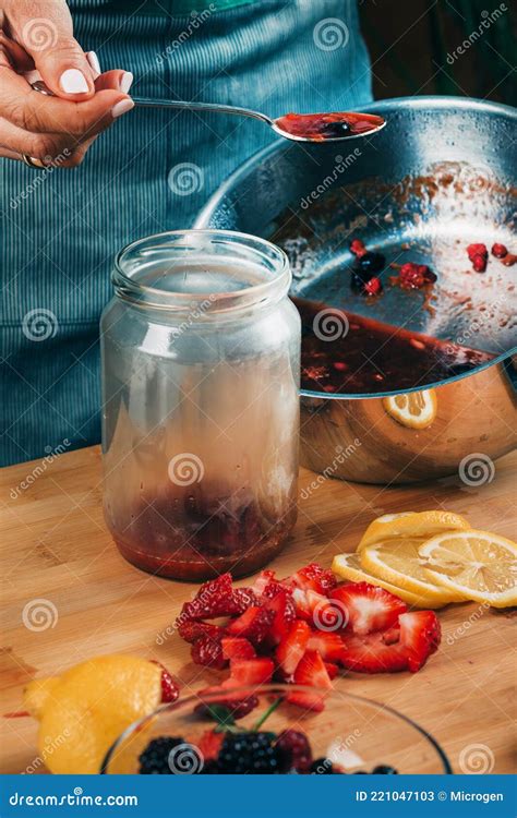 Pouring Fruit Jam into a Jar, Canning at Home Stock Image - Image of production, preparation ...