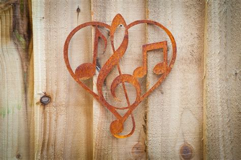 Music Lover Heart Metal Wall Art Musical Rusty Garden Art | Etsy