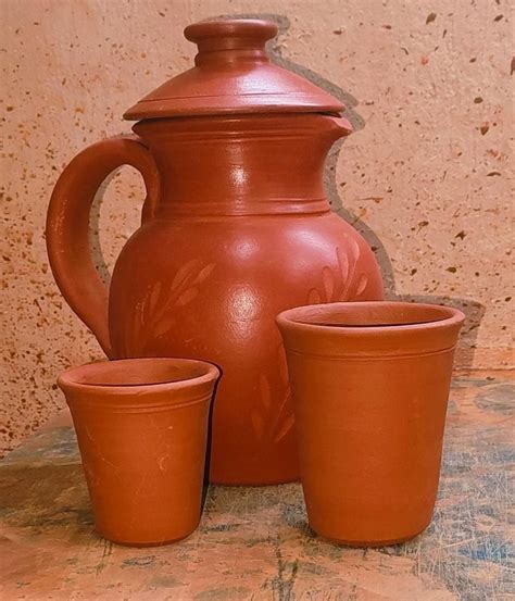 Brown Clay Water Jug Set, Capacity: 2 Litre at Rs 400/set in Coimbatore | ID: 2851609412155