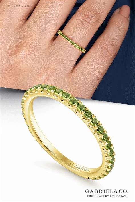 14K Rose/White/Yellow Gold Peridot Stackable Ring | White gold fashion rings, August birth stone ...