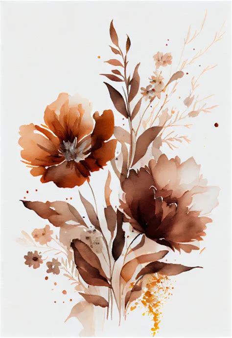 Free Watercolor Brown Flower Background