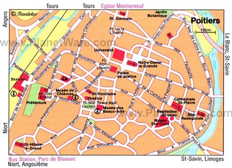 POITIERS tourist map - http://www.planetware.com/tourist-attractions ...