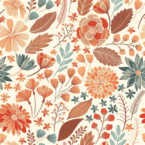 Seamless Orange Floral Pattern 1271927 Vector Art at Vecteezy