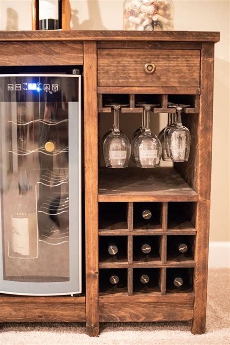 Simple Wine Fridge Storage Cabinet Solid Wood Island Top