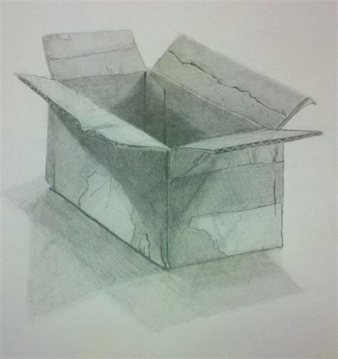 Shading, Cardboard box drawing. Graphite. Drawn by John Arviso 2012 | Easy doodle art, Simple ...