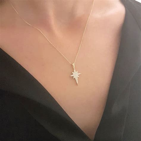 14K Real Solid Gold North Star Necklace for Women | Cute Necklaces