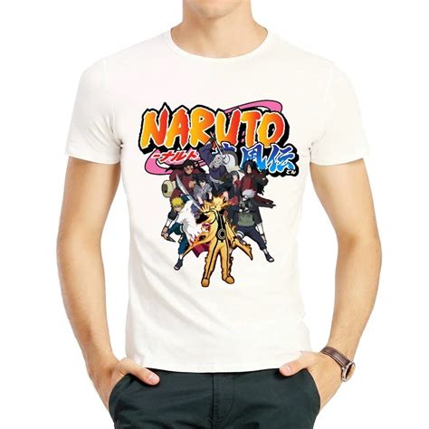 Naruto tshirt Fashion Mens Short Sleeve White Color Anime Naruto T Shirts Top Tees tshirt Unisex ...