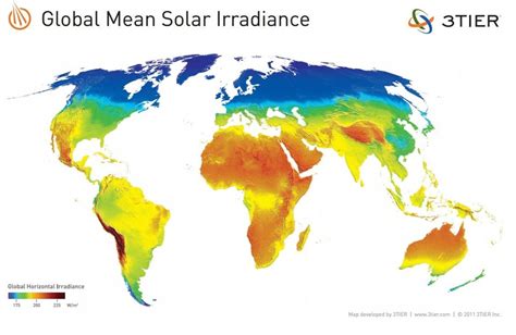 Global Mean Solar Irradiance Map [1125x733] : MapPorn