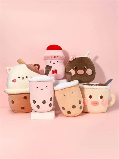 MINISO Beverages & Food Series Pillow Strawberry Milk Tea Shake Plush ...