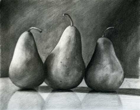 A Painting a Day by Joy Argento: THREE PEARS Charcoal Drawing