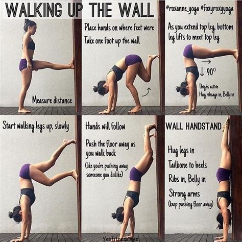 Great way to practice #adhomukhavrksasana (handstand) using a wall. Photo: @roxanne_yoga | Yoga ...