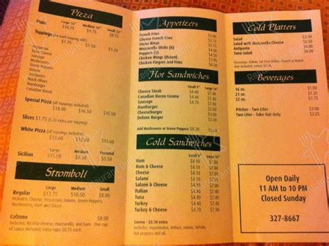 Menu at Venice Pizza pizzeria, Williamsport