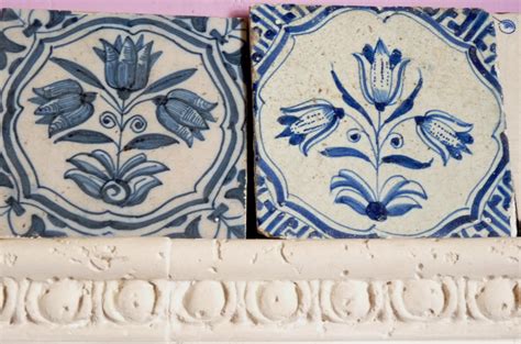 tolpuddle martyr: Delftware tiles, blue and white and manganese, Dutch and English