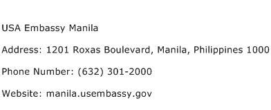 USA Embassy Manila Address, Contact Number of USA Embassy Manila