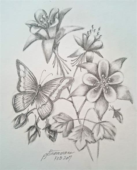 Drawings Of Flowers And Butterflies at PaintingValley.com | Explore ...