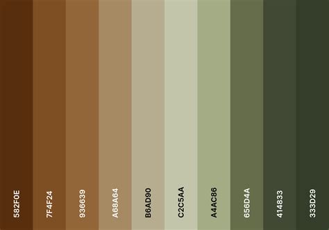 an image of the color scheme for different shades of brown, green, and beige